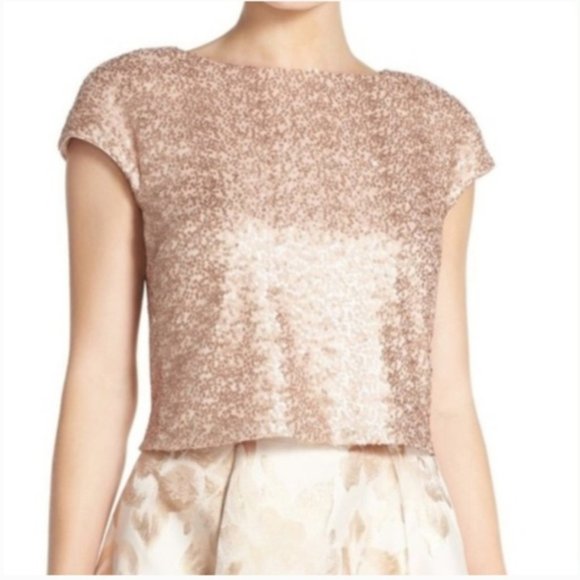 Eliza J Tops - Eliza J Sequin Crop Top Size 6 Blush Pink